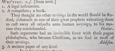 Samuel Johnson's definition of writing
