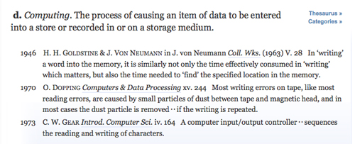 OED online definition of writing